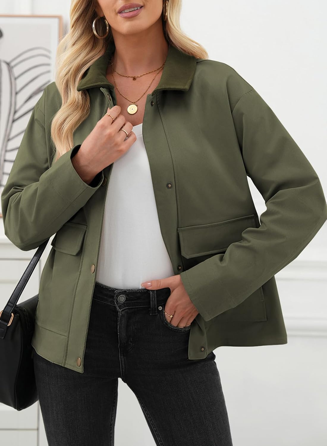 jackets for women fall fashion 2025 lightweight coat button down cropped shackets with pockets