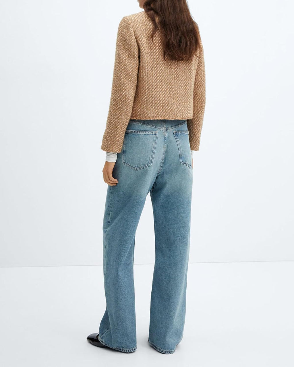 cropped tweed blazer jackets for women elegant collarless long sve button down work office blazer jacket