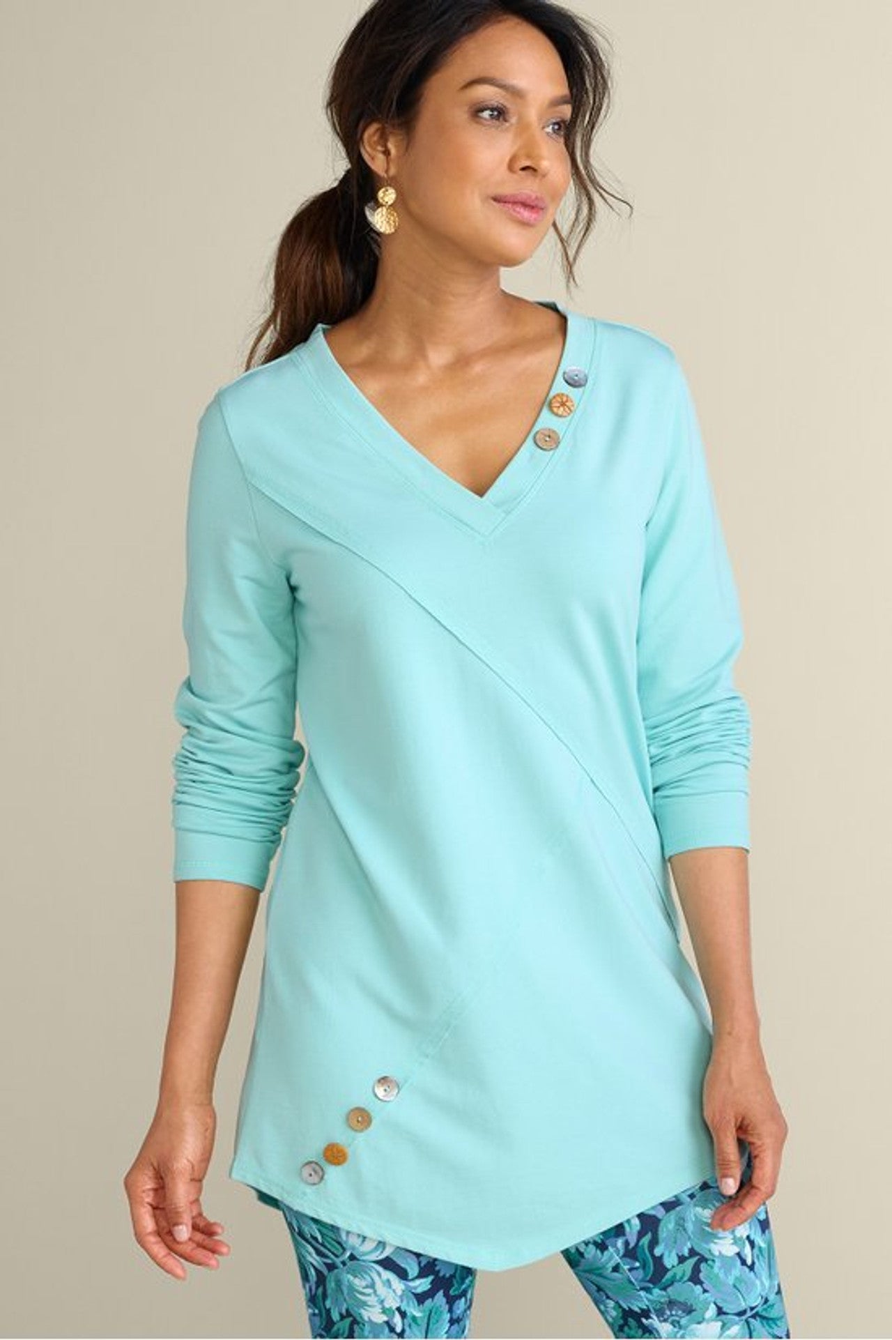 dove french terry asymmetrical tunic